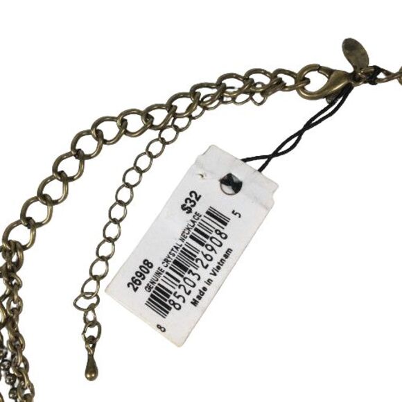 NWT Cookie Lee 3-Tiered Multi-Strand Charm Necklace w/Faux Pearls Crystals Glass - Picture 8 of 10